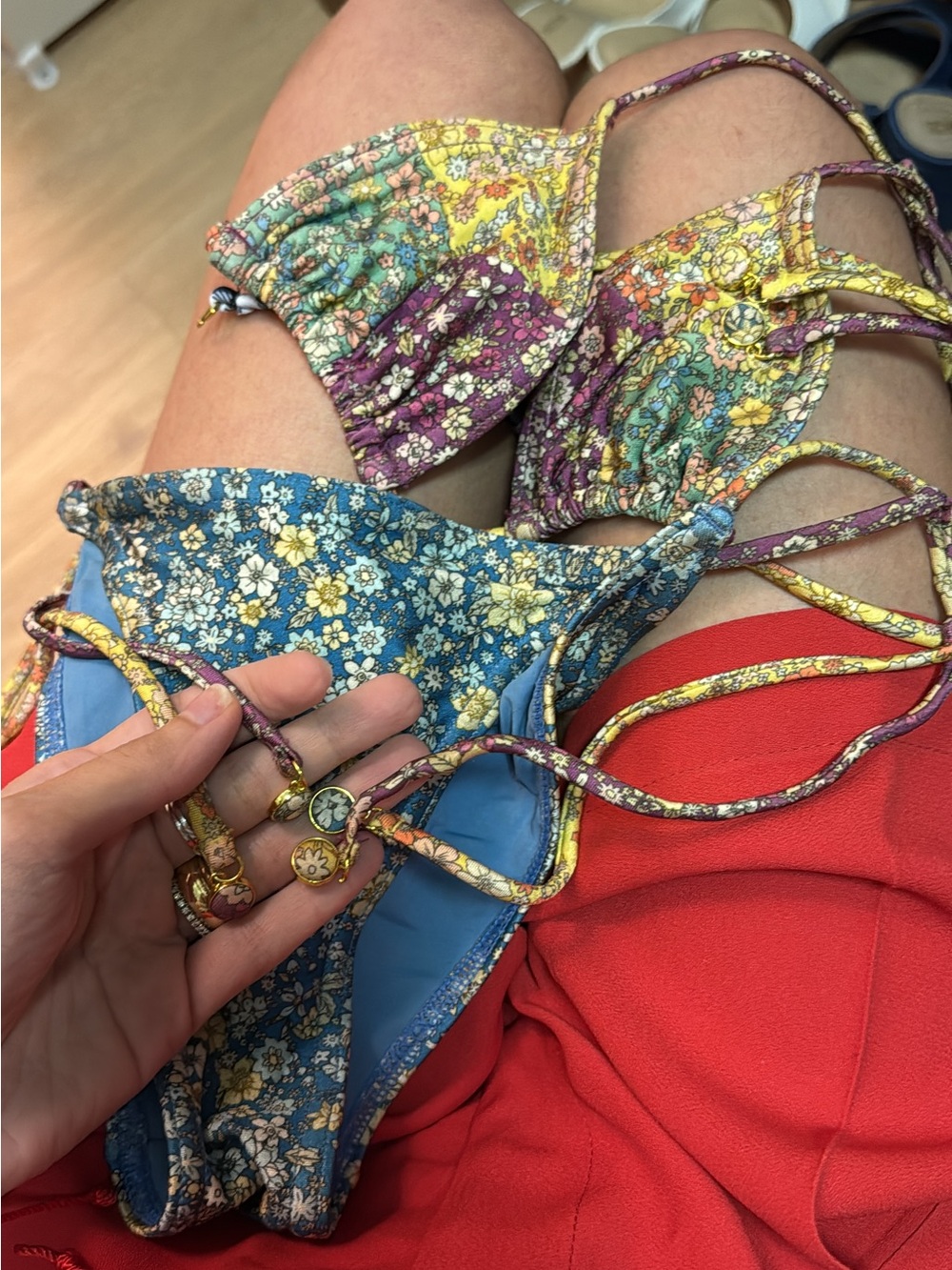 Zimmerman Floral Print Triangle Bikini Set in Multi-Color